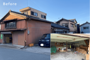 改修前のトタンが使用されている外観